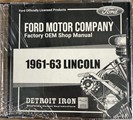 1961-1962-1963 Lincoln Continental CD Repair Shop Manual and Body Parts Book