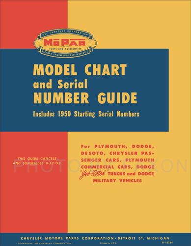 1914-1950 MoPar Model Chart and Serial Number Guide Reprint