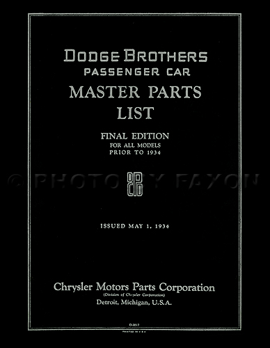 1914-1933 Dodge Car Parts Book Reprint