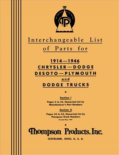 1914-1946 Chrysler Engine and Suspension Parts Interchange Manual Reprint Dodge Plymouth De Soto