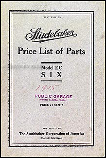 1915 Studebaker Parts Book Original 