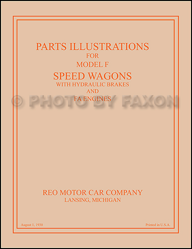 1920-1927 Reo Speed Wagon Parts Illustration Catalog Reprint