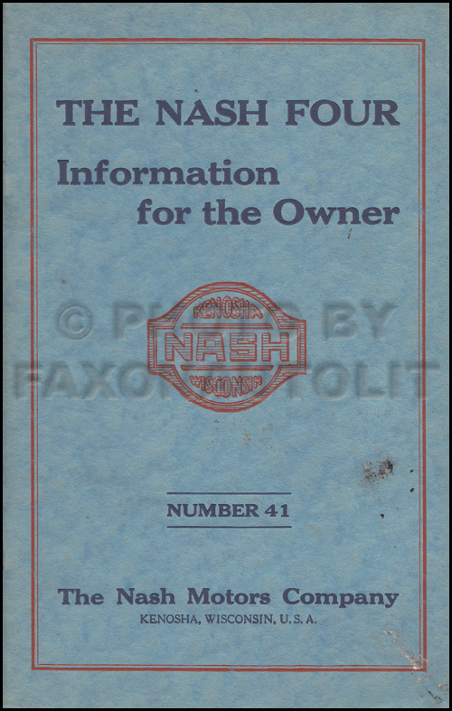 1923-1924 Nash Four Owner's Manual Original