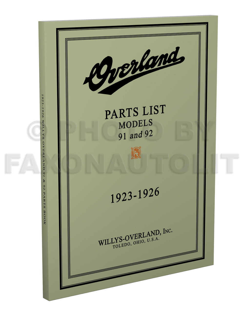 1923-1926 Willys-Overland Model 91 and 92 Parts Book Reprint