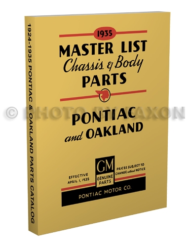 1924-1935 Pontiac and Oakland Master Parts Book Reprint