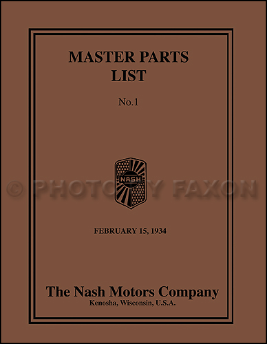 1925-1933 Nash Parts Book Reprint -all EXCEPT Advanced Special Six