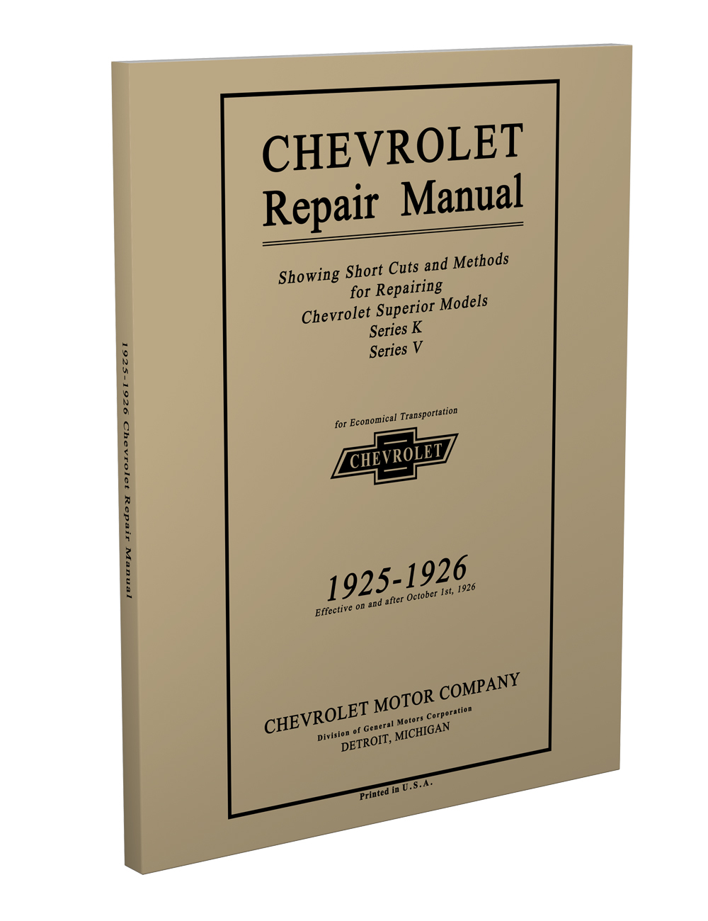 1925-1926 Chevrolet Shop Manual Reprint Car, Pickup & Truck