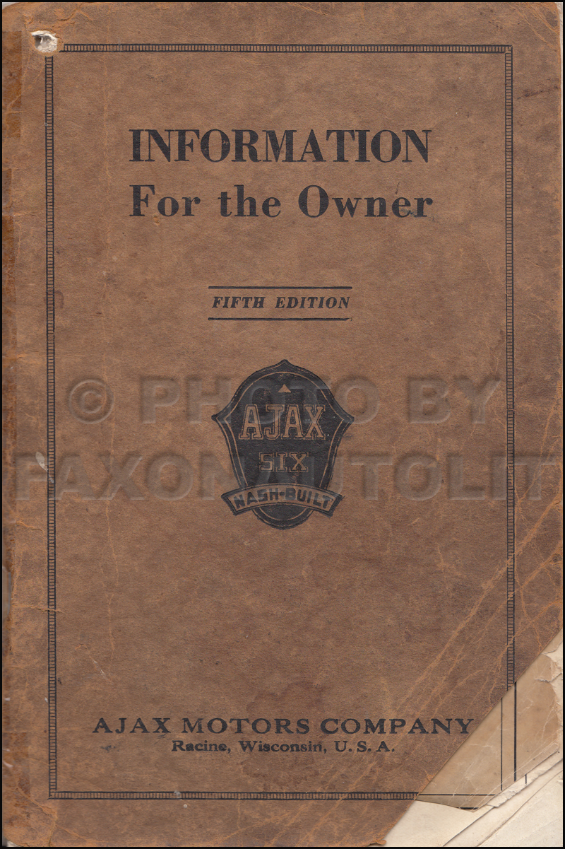 1925-1926 Nash Ajax Six Owner's Manual Original