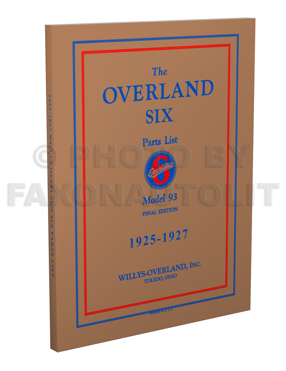 1925-1927 Willys Overland Six Model 93 Parts Book Reprint