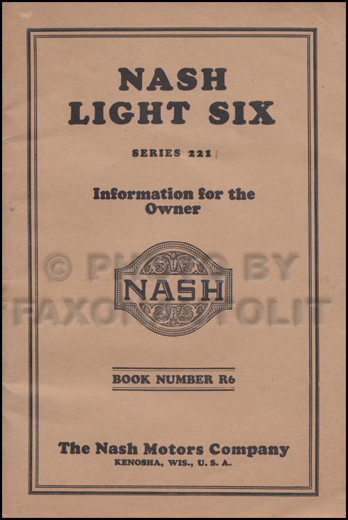 1926-1927 Nash Light Six Owner's Manual Original