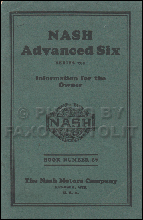 1926-1927 Nash Advanced Six Owner's Manual Original