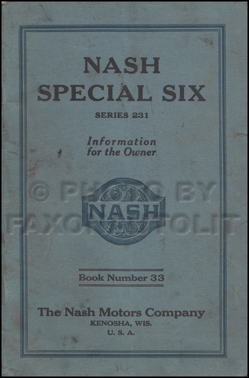 1926 Nash Special Six Owner's Manual Original
