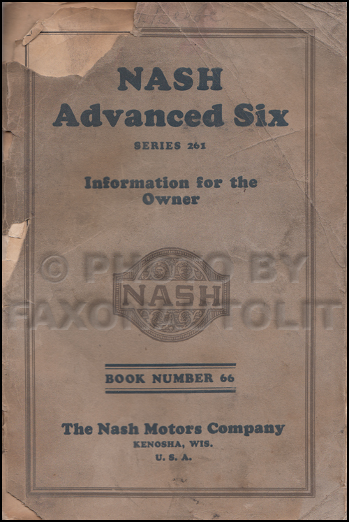 1926 Nash Advanced Six Owner's Manual Original
