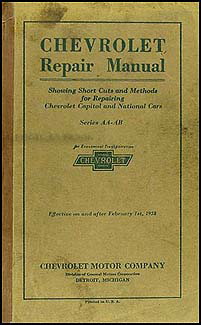 1927-1928 Chevrolet Car & Truck Shop Manual Original