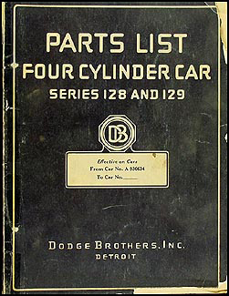 1927-1928 Dodge Fast 4 Car & Graham 1/2 ton Panel Parts Book 128 129