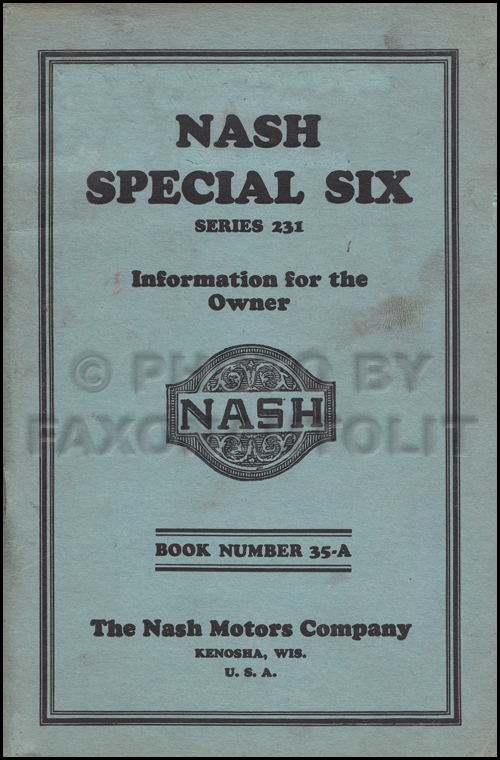 1927 Nash Special Six Owner's Manual Original