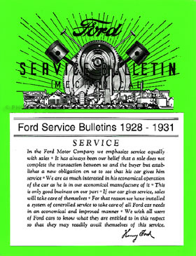 Ford Model A Service/Repair Bulletins Manual 1928-1931 Reprint Softcover