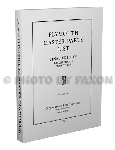 1928-1933 Plymouth illustrated Master Parts Book Reprint