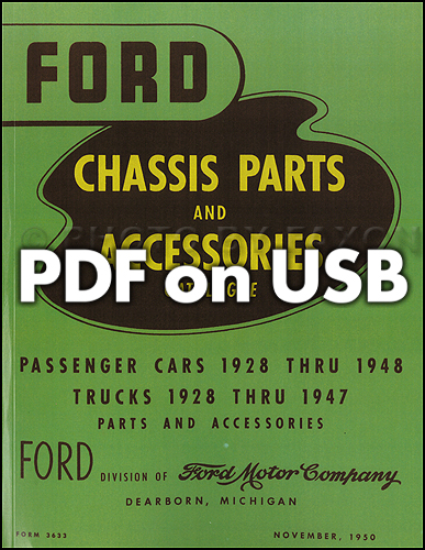 1928-1948 Ford Parts Book USB Green Bible plus Body Parts Books
