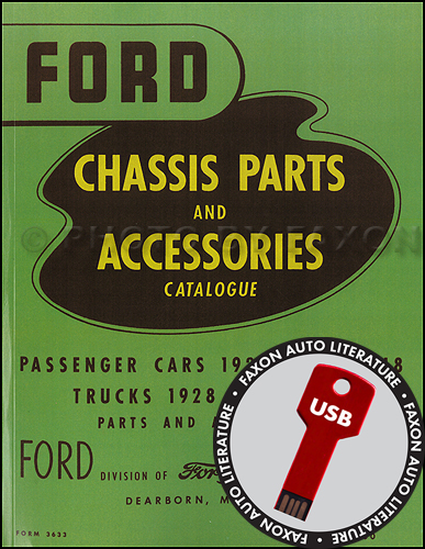 1928-1948 Ford Parts Book USB Green Bible plus Body Parts Books