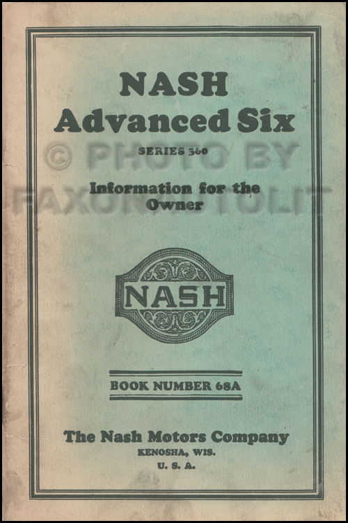 1928 Nash Advanced Six Owner's Manual Original