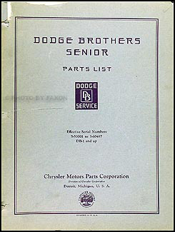 1928.5-1930 Dodge Senior Parts Book Original