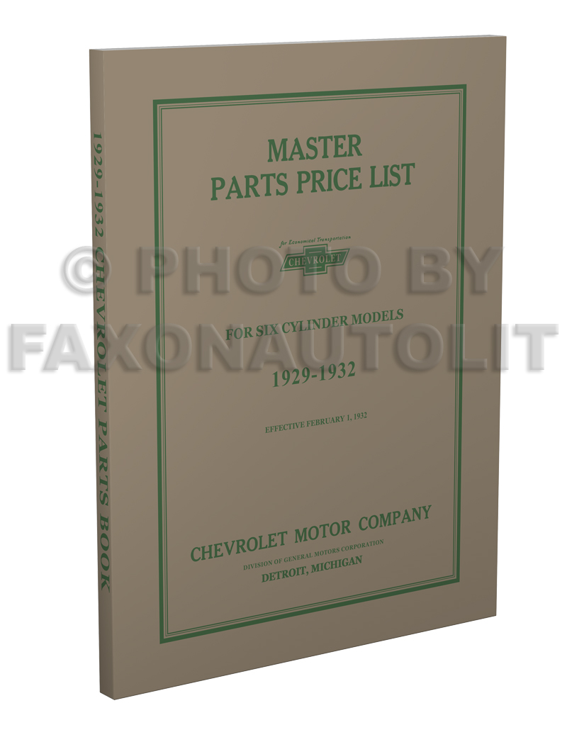 1929-1932 Chevrolet Master Parts Book Reprint