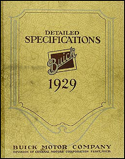 1929 Buick Detailed Specifications Manual Original