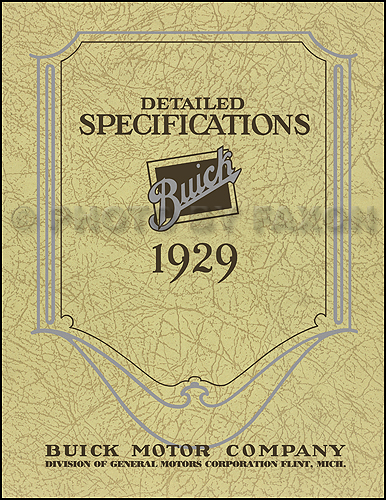 1929 Buick Detailed Specifications Manual Reprint