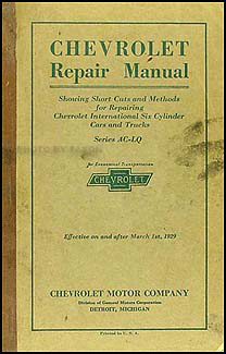 1929 Chevrolet Shop Manual Original Chevy Car & Truck