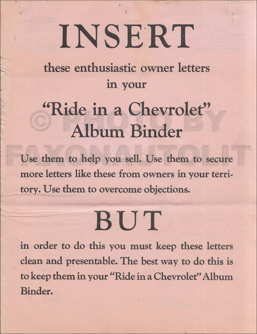 1929 Chevrolet Dealer Album Insert Original