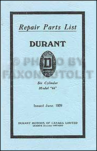 1929 Durant 66 Reprint Body & Mechanical Parts Book 29