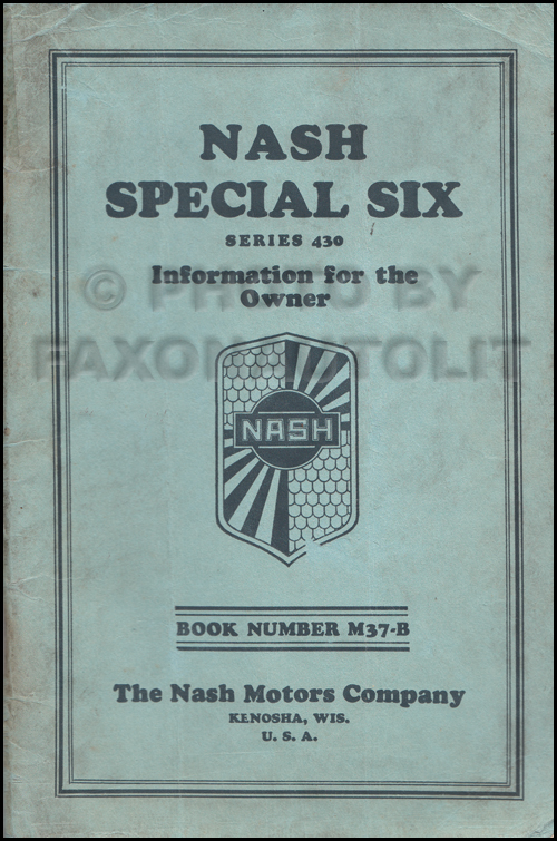 1929 Nash Special Six Owner's Manual Original