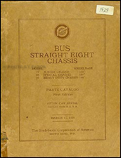 1929 Studebaker Bus Chassis Parts Book Original 