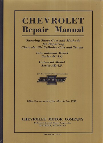 1929-1930 Chevrolet Shop Manual Reprint Car & Truck