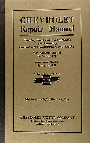 1929-1930 Chevrolet Shop Manual Reprint Car & Truck