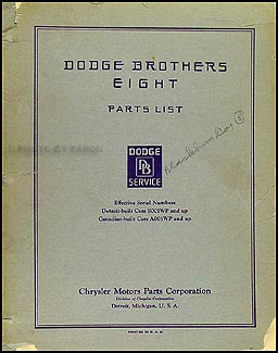 1930-1931 Dodge DC Eight Parts Book Original