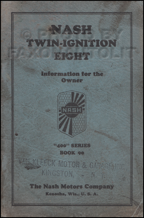 1930 Nash Twin Ignition Eight Owner's Manual Original
