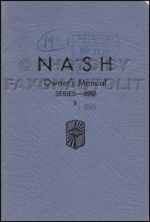 1931-1932 Nash Series 890 B & 990 Owner's Manual Original