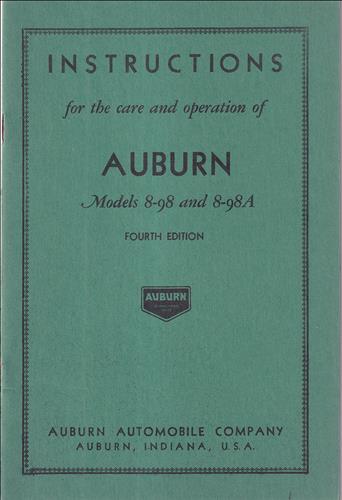 1931 Auburn 8-98 and 8-98A Owner's Manual Reprint