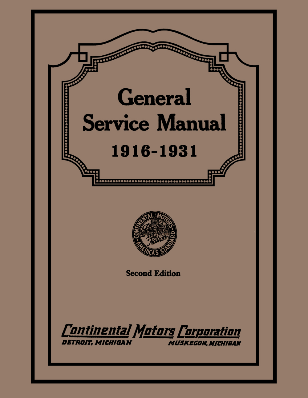1916-1931 Continental Red Seal Engine Service Manual Reprint