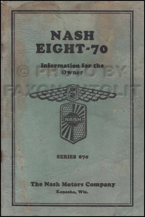 1931 Nash Eight-70 Owner's Manual Original