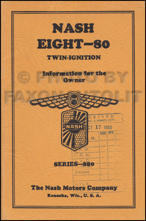 1931 Nash Twin Ignition Eight-80 Owner's Manual Original First Edition