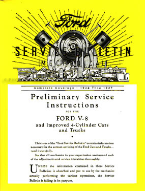 1932-1937 Ford Service Bulletins Repair Manual Reprint Softbound