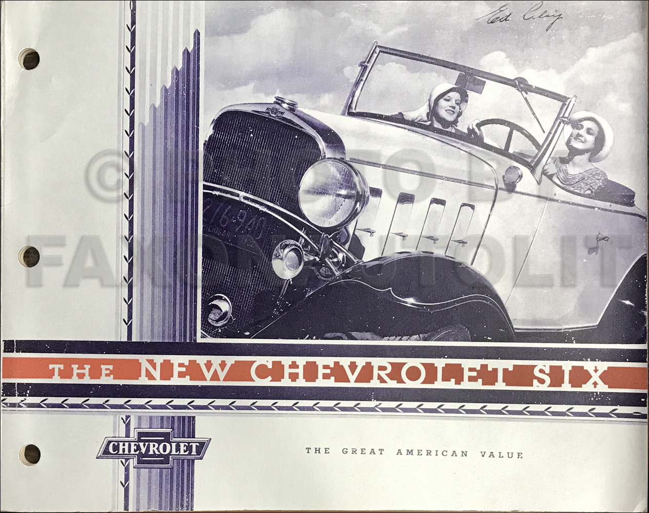 1932 Chevrolet Car Dealer Album Original