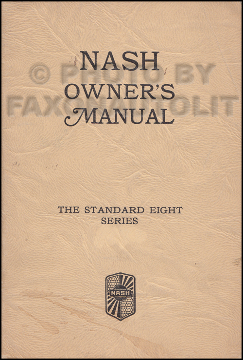 1932 Nash Standard Eight 1070 Owner's Manual Original