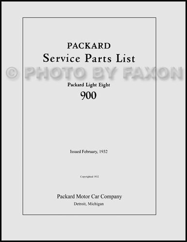 1932 Packard Light Eight 900 Illustrated Parts Book Reprint