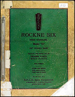 1932 Rockne Six Model 65 Parts Book Original