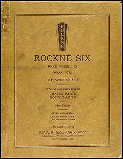 1932 Rockne Six Model 75 Parts Book Original