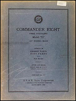 1932 Studebaker Commander 8 Parts Book Original